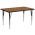 Oak Top/Black Frame |#| 30"W x 72"L Rectangular Oak Thermal Laminate Adjustable Activity Table