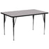 Gray Top/Black Frame |#| 30"W x 72"L Rectangular Grey Thermal Laminate Adjustable Activity Table