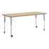 Light Natural Top/Silver Frame |#| Commercial Adjustable Height Rectangular Activity Table - Locking Casters-LT NAT