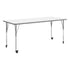 White Top/Silver Frame |#| Commercial Adjustable Height Rectangular Activity Table - Locking Casters-White
