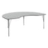 Gray Top/Silver Frame |#| Commercial Adjustable Height Kidney Activity Table with Short Legs in Gray