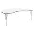 White Top/Silver Frame |#| Commercial Adjustable Height Kidney Activity Table with Short Legs in White