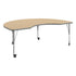 Light Natural Top/Silver Frame |#| Commercial Adjustable Height Kidney Activity Table with Locking Casters-LT NAT