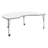 White Top/Silver Frame |#| Commercial Adjustable Height Kidney Activity Table with Locking Casters-White