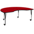 Red Top/Black Frame |#| Mobile 48"W x 72"L Kidney Red Thermal Laminate Adjustable Activity Table