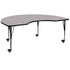 Gray Top/Black Frame |#| Mobile 48"W x 72"L Kidney Grey Thermal Laminate Adjustable Activity Table