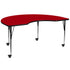 Red Top/Black Frame |#| Mobile 48"W x 72"L Kidney Red Thermal Laminate Adjustable Activity Table