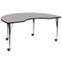 Gray Top/Black Frame |#| Mobile 48"W x 72"L Kidney Grey Thermal Laminate Adjustable Activity Table