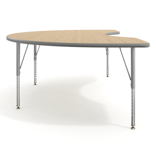 Light Natural Top/Silver Frame |#| Commercial Adjustable Height Kidney Activity Table with Short Legs in LT NAT