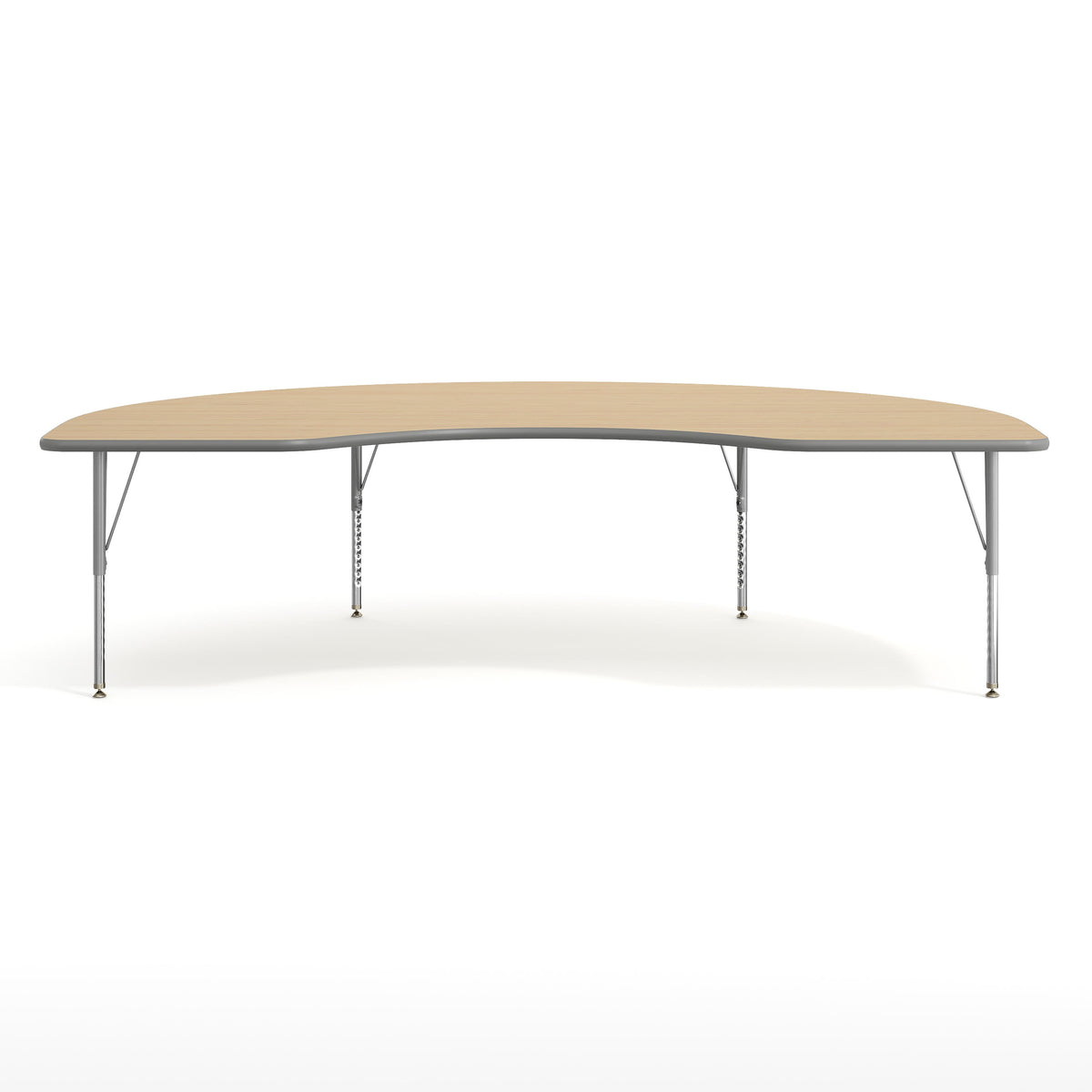 Light Natural Top/Silver Frame |#| Commercial Adjustable Height Kidney Activity Table with Short Legs in LT NAT