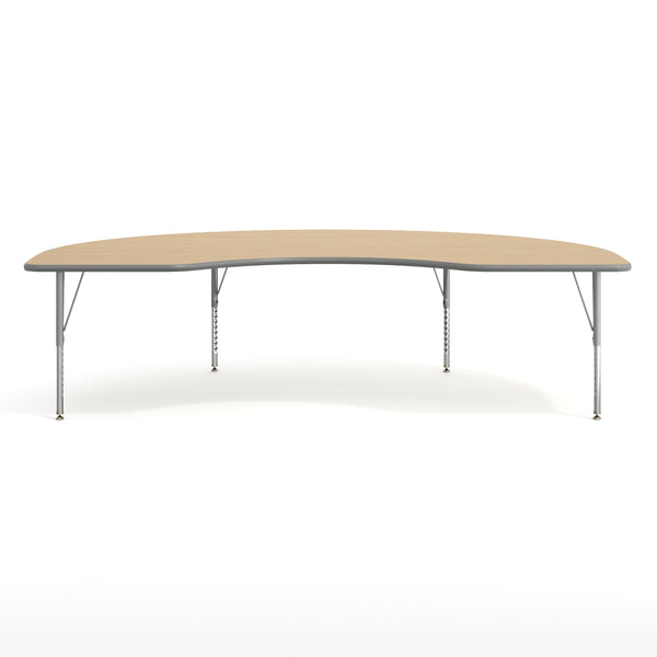 Light Natural Top/Silver Frame |#| Commercial Adjustable Height Kidney Activity Table with Short Legs in LT NAT