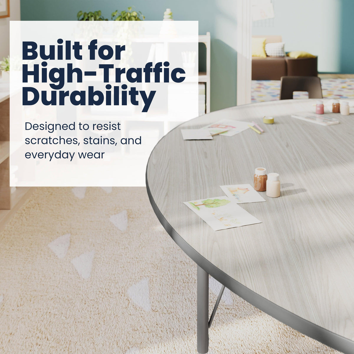 Light Gray Top/Silver Frame |#| Commercial Adjustable Height Kidney Activity Table with Short Legs in Light LTGY