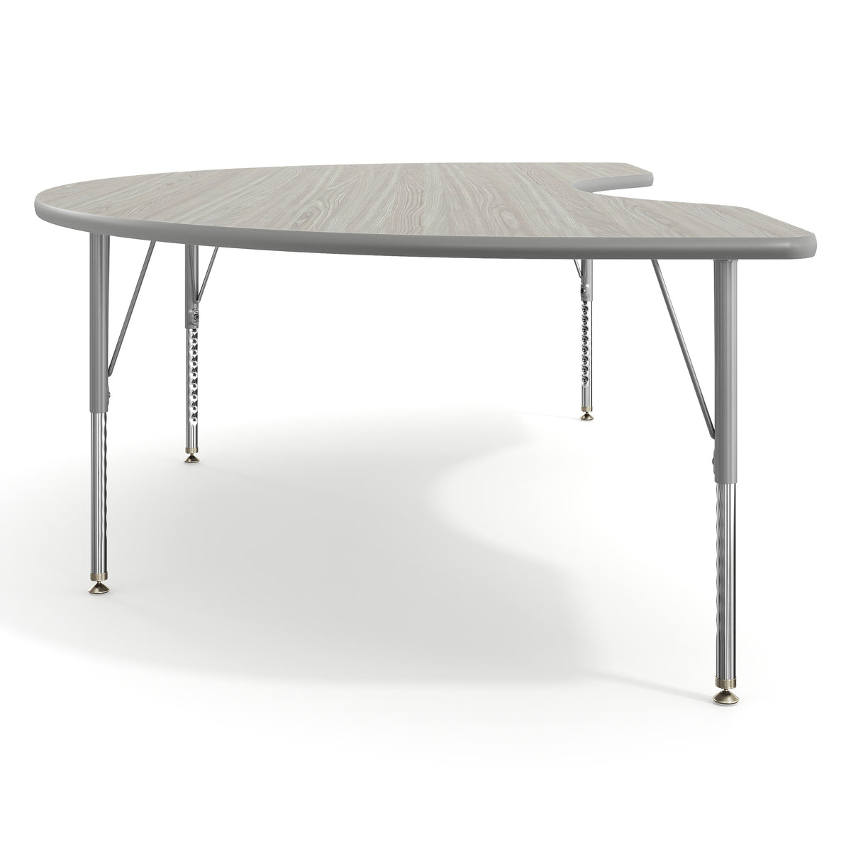 Light Gray Top/Silver Frame |#| Commercial Adjustable Height Kidney Activity Table with Short Legs in Light LTGY