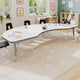 White Top/Silver Frame |#| Commercial Adjustable Height Kidney Activity Table with Short Legs in White