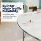 White Top/Silver Frame |#| Commercial Adjustable Height Kidney Activity Table with Short Legs in White