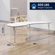White Top/Silver Frame |#| Commercial Adjustable Height Kidney Activity Table with Short Legs in White