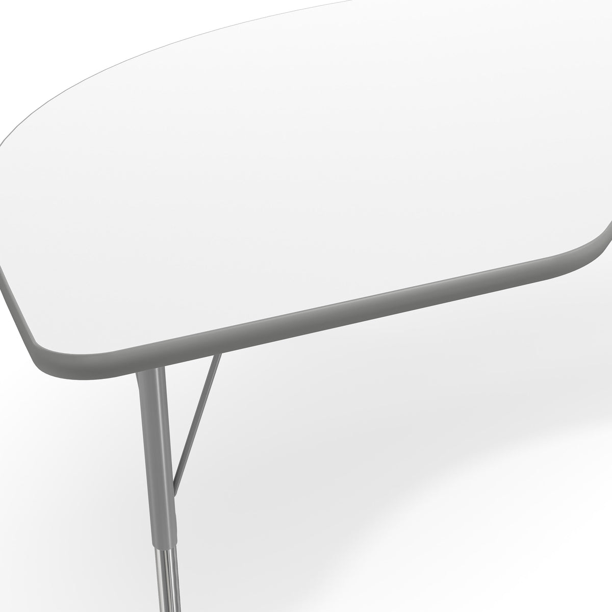 White Top/Silver Frame |#| Commercial Adjustable Height Kidney Activity Table with Short Legs in White