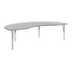 Gray Top/Silver Frame |#| Commercial Adjustable Height Kidney Activity Table with Short Legs in Gray