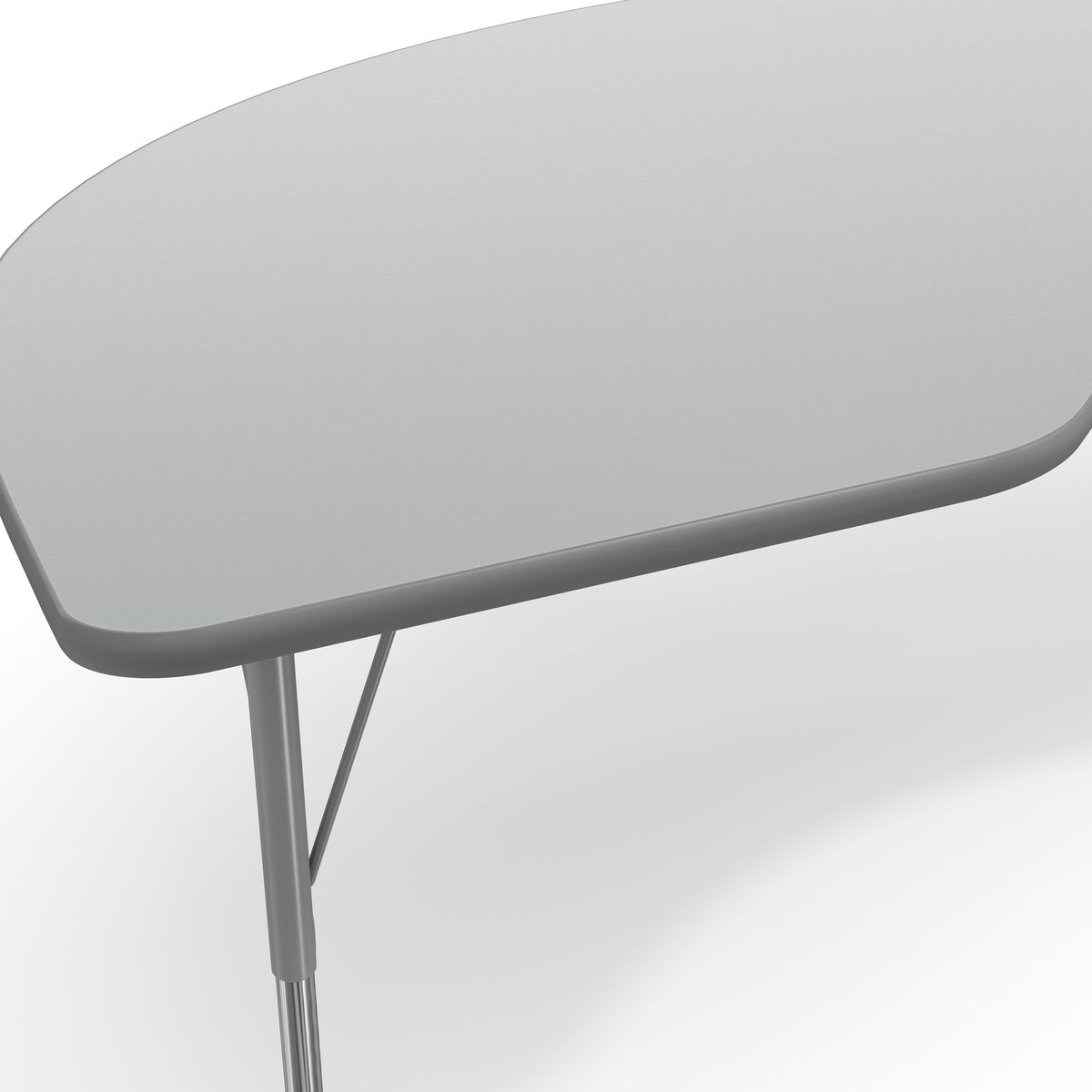 Gray Top/Silver Frame |#| Commercial Adjustable Height Kidney Activity Table with Short Legs in Gray