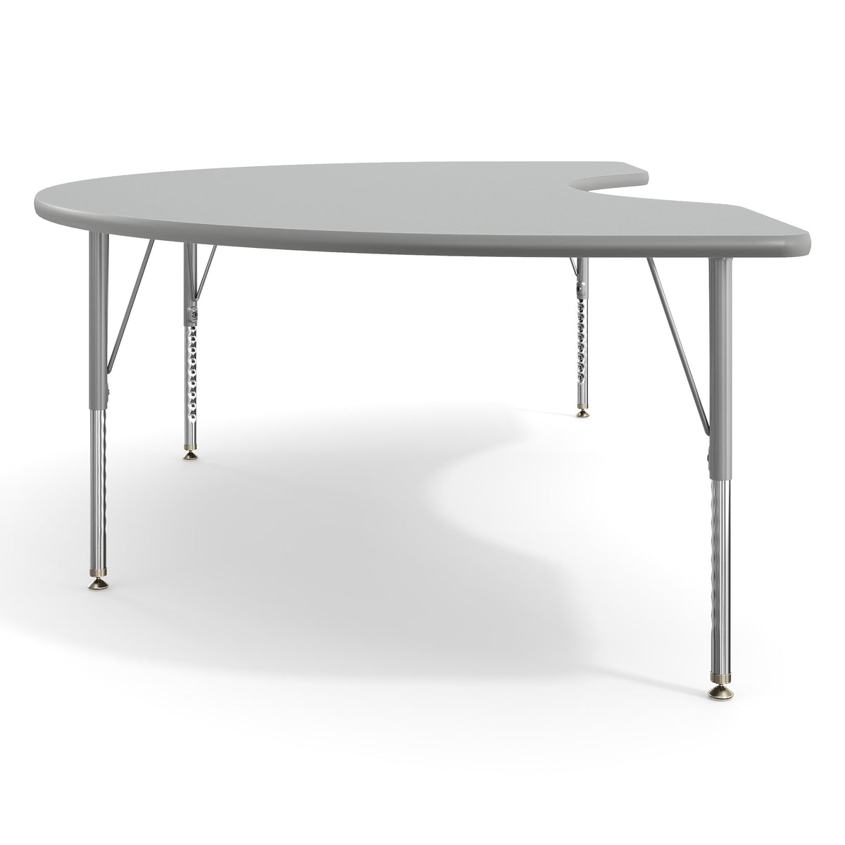 Gray Top/Silver Frame |#| Commercial Adjustable Height Kidney Activity Table with Short Legs in Gray