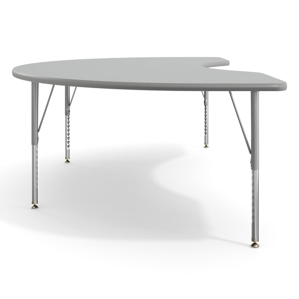 Gray Top/Silver Frame |#| Commercial Adjustable Height Kidney Activity Table with Short Legs in Gray