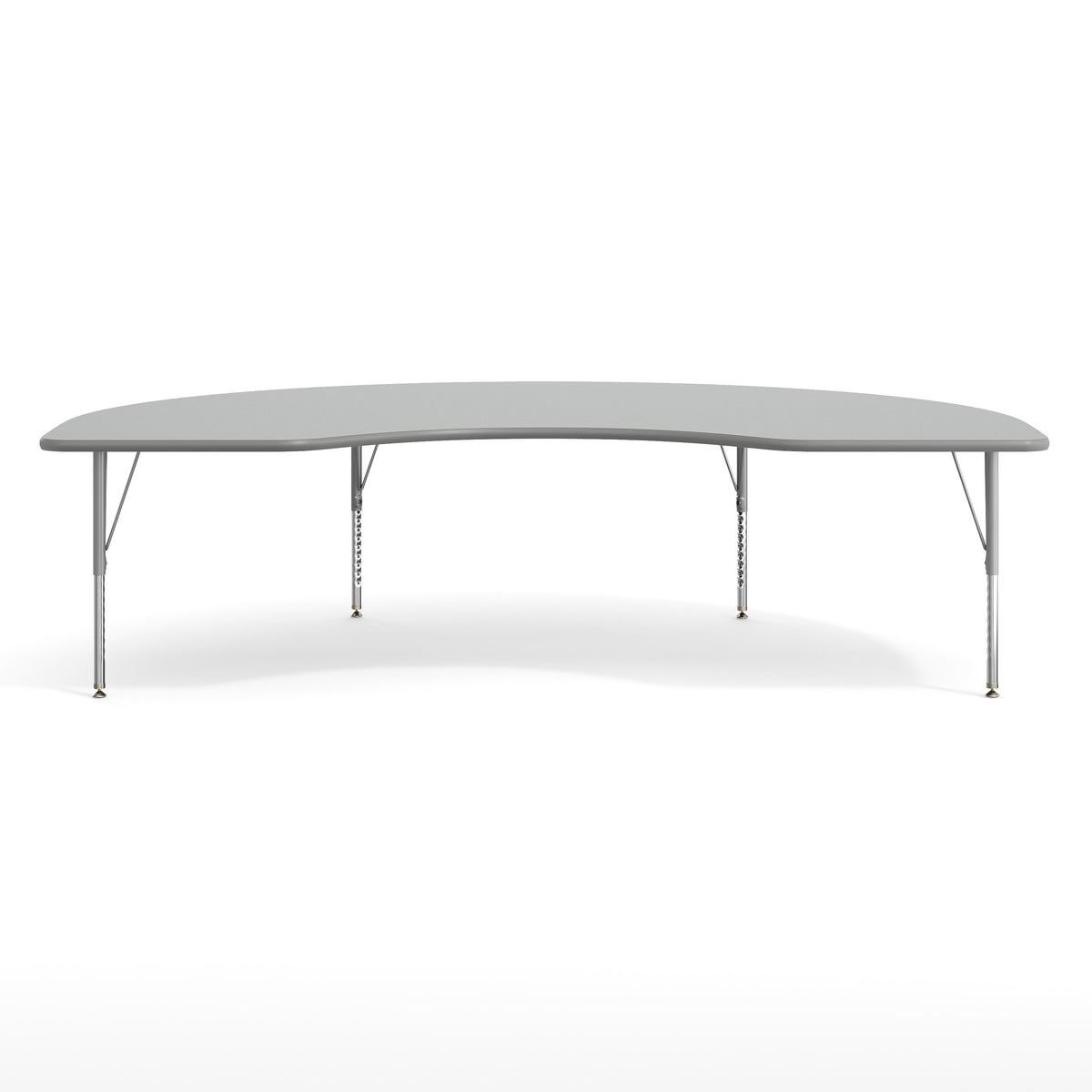 Gray Top/Silver Frame |#| Commercial Adjustable Height Kidney Activity Table with Short Legs in Gray