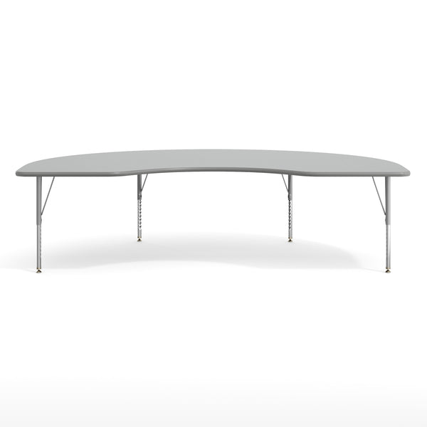 Gray Top/Silver Frame |#| Commercial Adjustable Height Kidney Activity Table with Short Legs in Gray