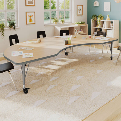 Commercial Adjustable Height Kidney Activity Table with Locking Casters - View 2