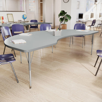Commercial Adjustable Height Kidney Activity Table-Standard Legs - View 2
