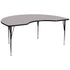 Gray Top/Black Frame |#| 48"W x 96"L Kidney Grey Thermal Laminate Activity Table - Height Adjustable Legs