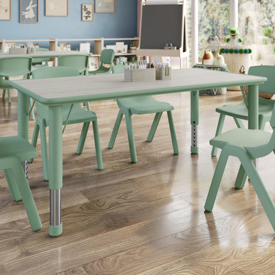 23.625"W x 47.25"L Plastic Adjustable Activity Table-School Table for 6 - View 2