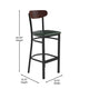 Walnut Wood Back/Green Vinyl Seat |#| Commercial Metal Barstool with Vinyl Seat and Wood Boomerang Back-Green/Walnut