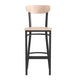 Natural Birch |#| Commercial Metal Barstool with Wood Seat and Boomerang Back-Natural Birch Finish