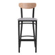 Natural Birch Wood Back/Gray Vinyl Seat |#| Commercial Metal Barstool with Vinyl Seat and Wood Boomerang Back-Gray/Natural