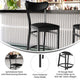 Black Vinyl Back/Black Vinyl Seat |#| Commercial Metal Barstool with Vinyl Seat and Boomerang Back-Black Finish