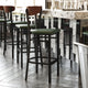 Walnut Wood Back/Green Vinyl Seat |#| Commercial Metal Barstool with Vinyl Seat and Wood Boomerang Back-Green/Walnut