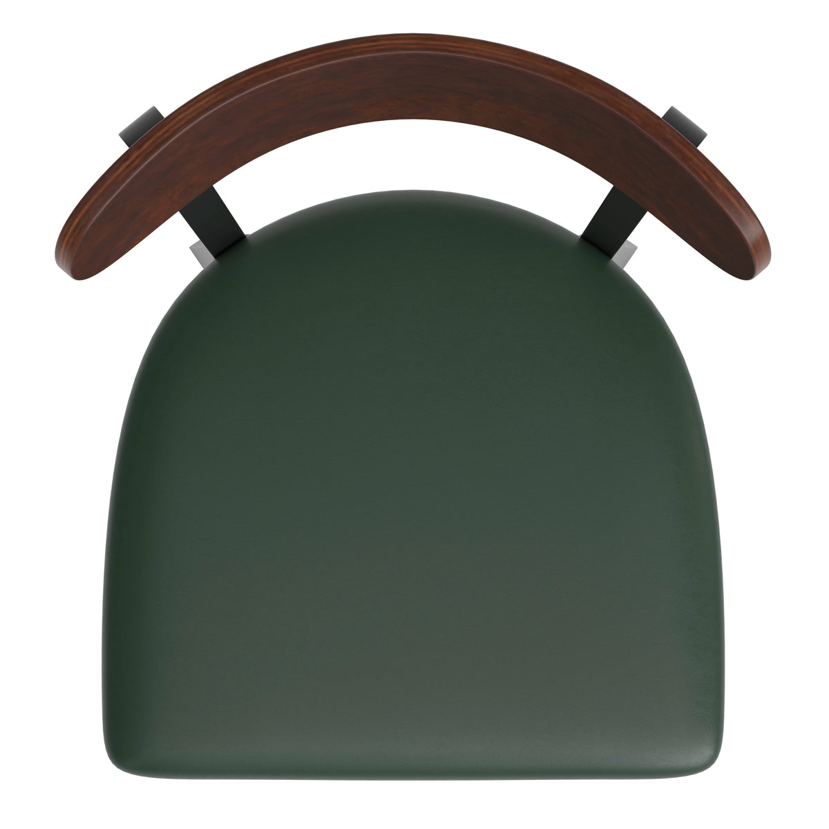 Walnut Wood Back/Green Vinyl Seat |#| Commercial Metal Barstool with Vinyl Seat and Wood Boomerang Back-Green/Walnut