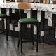 Natural Birch Wood Back/Green Vinyl Seat |#| Commercial Metal Barstool with Vinyl Seat and Wood Boomerang Back-Green/Natural