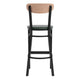 Natural Birch Wood Back/Green Vinyl Seat |#| Commercial Metal Barstool with Vinyl Seat and Wood Boomerang Back-Green/Natural