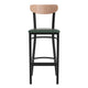 Natural Birch Wood Back/Green Vinyl Seat |#| Commercial Metal Barstool with Vinyl Seat and Wood Boomerang Back-Green/Natural