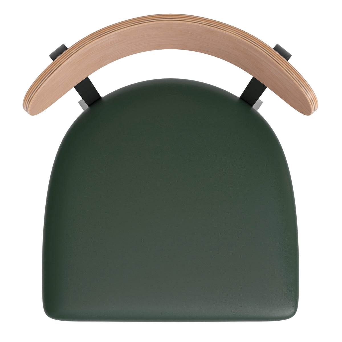 Natural Birch Wood Back/Green Vinyl Seat |#| Commercial Metal Barstool with Vinyl Seat and Wood Boomerang Back-Green/Natural