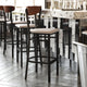Walnut Wood Back/Gray Vinyl Seat |#| Commercial Metal Barstool with Vinyl Seat and Wood Boomerang Back-Gray/Walnut