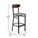 Walnut Wood Back/Gray Vinyl Seat |#| Commercial Metal Barstool with Vinyl Seat and Wood Boomerang Back-Gray/Walnut