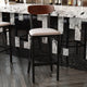 Walnut Wood Back/Gray Vinyl Seat |#| Commercial Metal Barstool with Vinyl Seat and Wood Boomerang Back-Gray/Walnut
