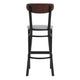 Walnut Wood Back/Gray Vinyl Seat |#| Commercial Metal Barstool with Vinyl Seat and Wood Boomerang Back-Gray/Walnut