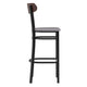 Walnut Wood Back/Gray Vinyl Seat |#| Commercial Metal Barstool with Vinyl Seat and Wood Boomerang Back-Gray/Walnut
