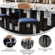 Natural Birch Wood Back/Blue Vinyl Seat |#| Commercial Metal Barstool with Vinyl Seat and Wood Boomerang Back-Blue/Natural