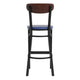 Walnut Wood Back/Blue Vinyl Seat |#| Commercial Metal Barstool with Vinyl Seat and Wood Boomerang Back-Blue/Walnut