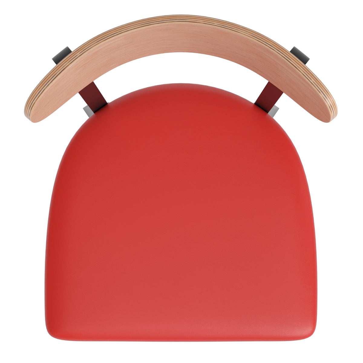 Natural Birch Wood Back/Red Vinyl Seat |#| Commercial Metal Barstool with Vinyl Seat and Wood Boomerang Back-Red/Natural