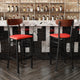 Walnut Wood Back/Red Vinyl Seat |#| Commercial Metal Barstool with Vinyl Seat and Wood Boomerang Back-Red/Walnut